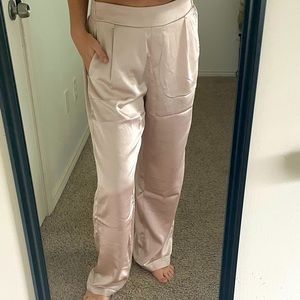 Cream White Satin Pants